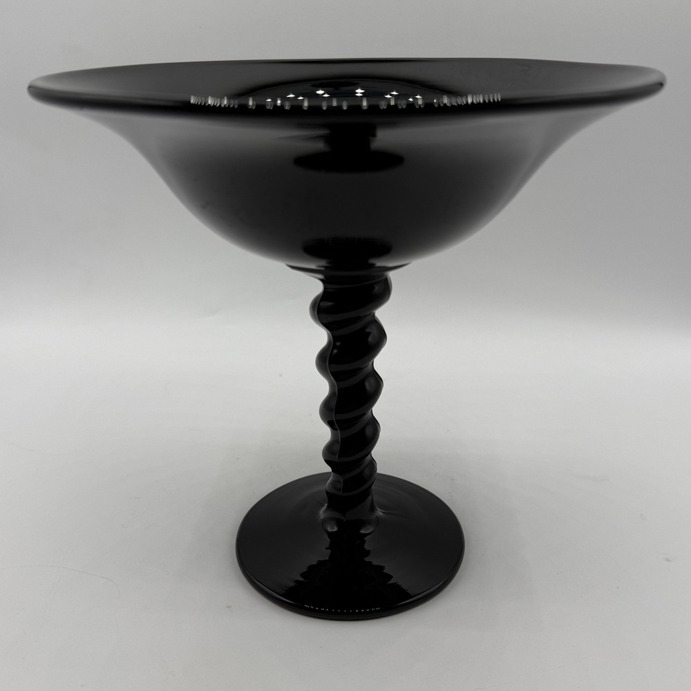 Vintage Tiffin #315 Black Amethyst Glass Twist Stem Comport - As Is